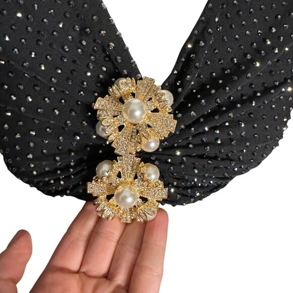 Self Portrait Mesh Rhinestone Embellished Cropped Top 0 - Picture 4 of 13